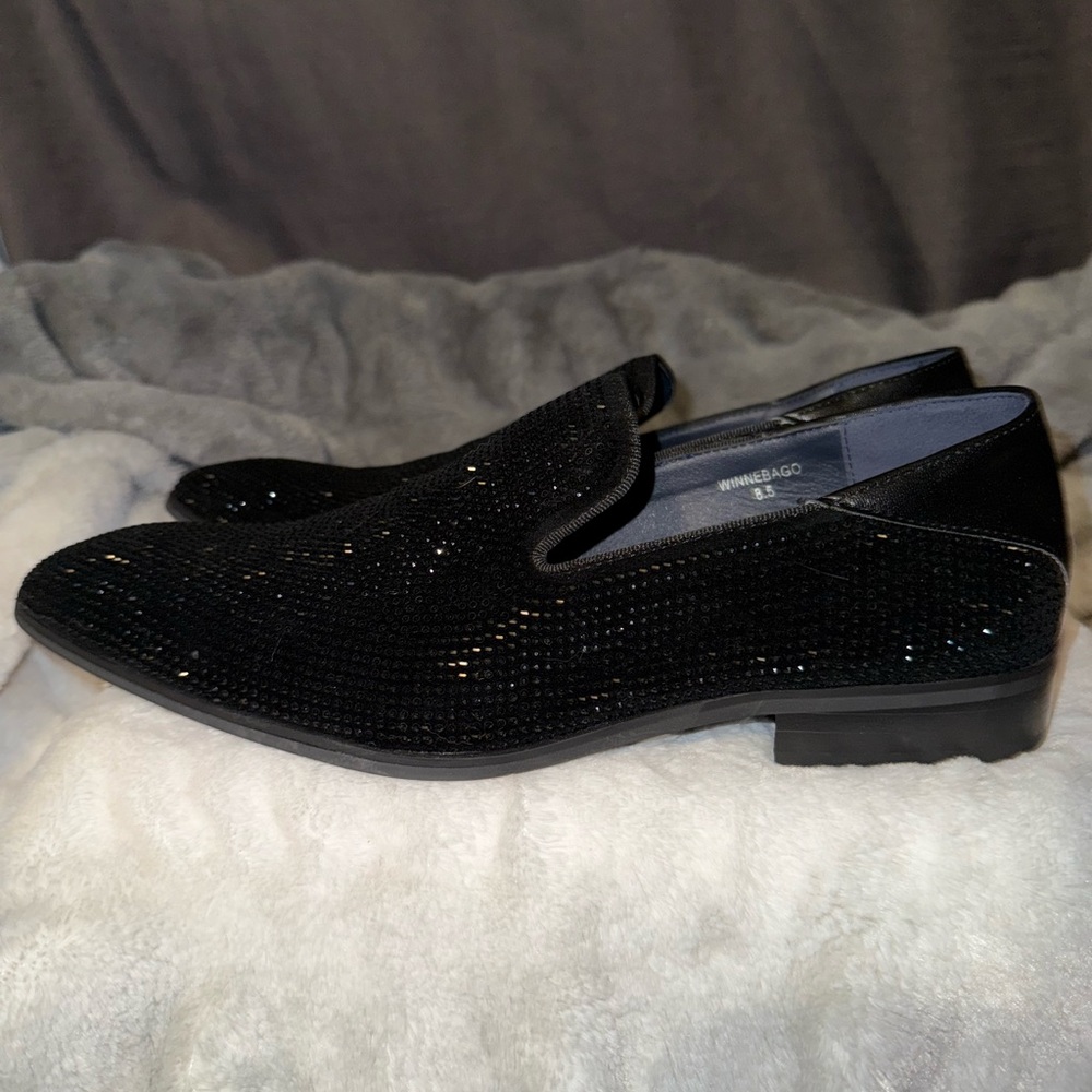 Parrazo Men's Shoes Blk w\Rinestones 8.5 Great NWOB
